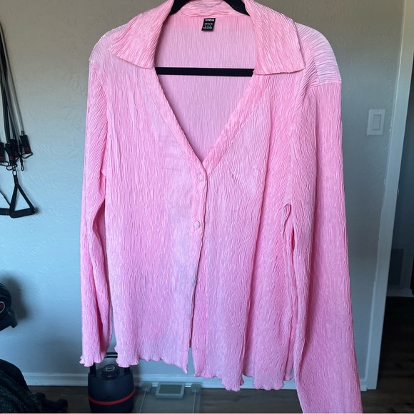 Button Front Shirt & Wide Leg Pants Set - Picture 1 of 3